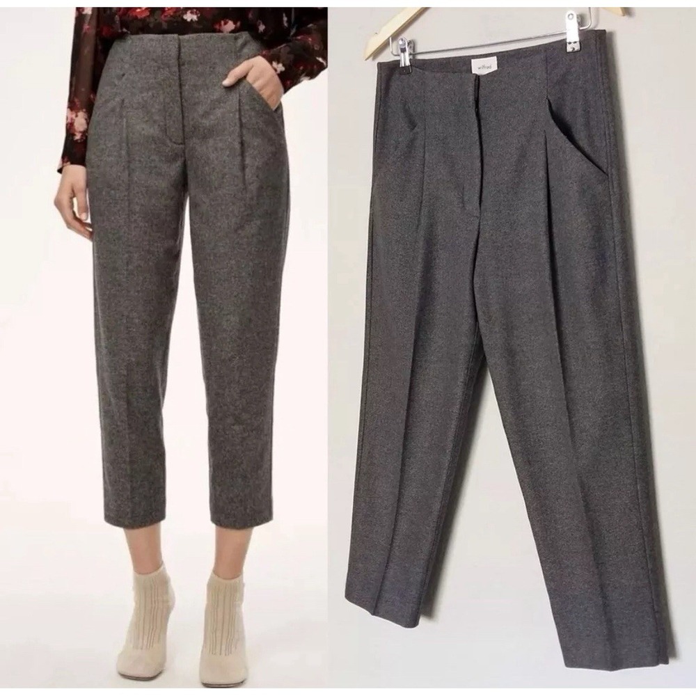 Aritzia Wilfred Chambery Trouser Pants 0 Wool‎ Cashmere Blend High Waist Ankle
